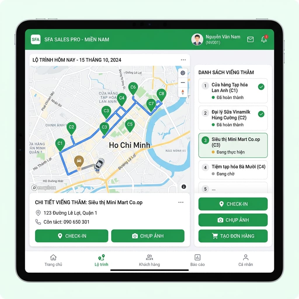 HQSOFT SFA — ứng dụng đi tuyến cho Salesman